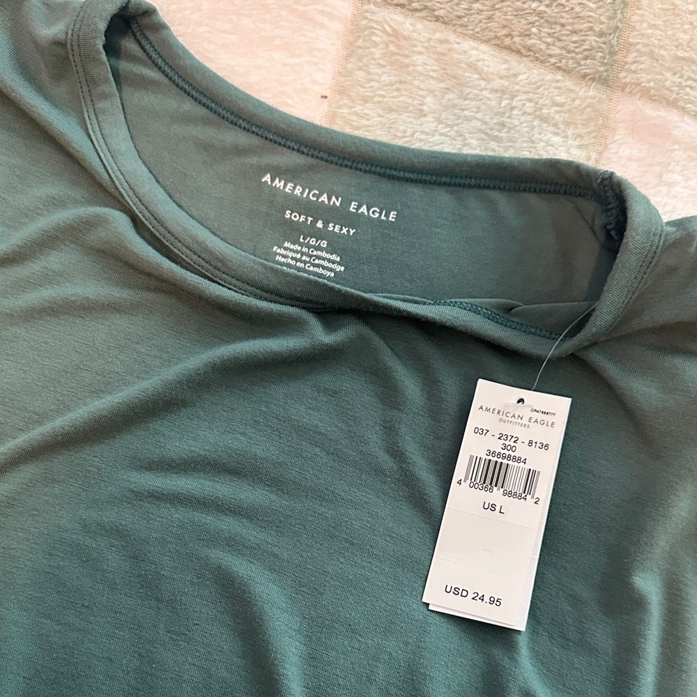 American Eagle Outfitters Soft & Sexy Teal Short Sleeve Tee
